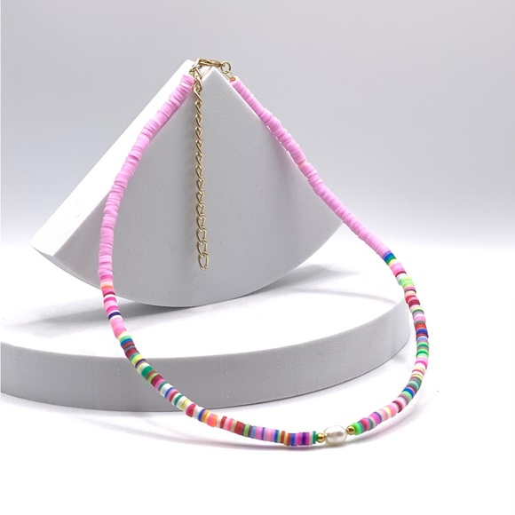 NEW….Heishi Beaded with Genuine Freshwater Pearl Necklace - Picture 9 of 10